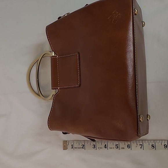 Patricia Nash Empoli Satchel with Crossbody Strap/ Brown Leather/ Metal Handles - Picture 10 of 16